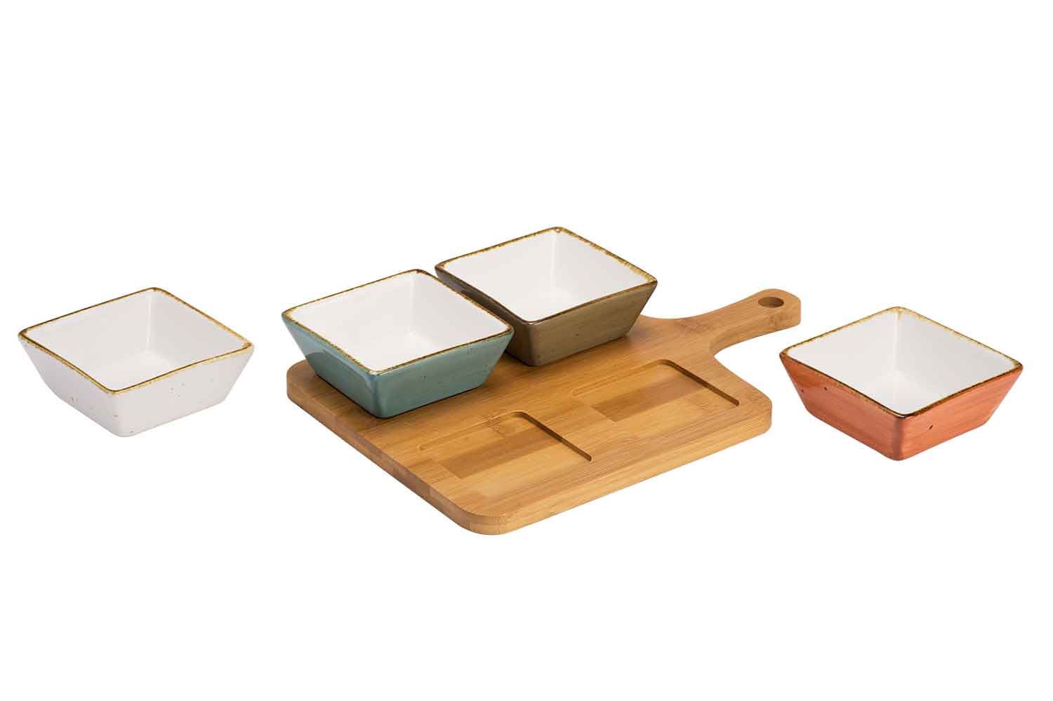 Brisbane Mix aperoset 5-delig 30 x 20 x 5,5 cm bamboe basis