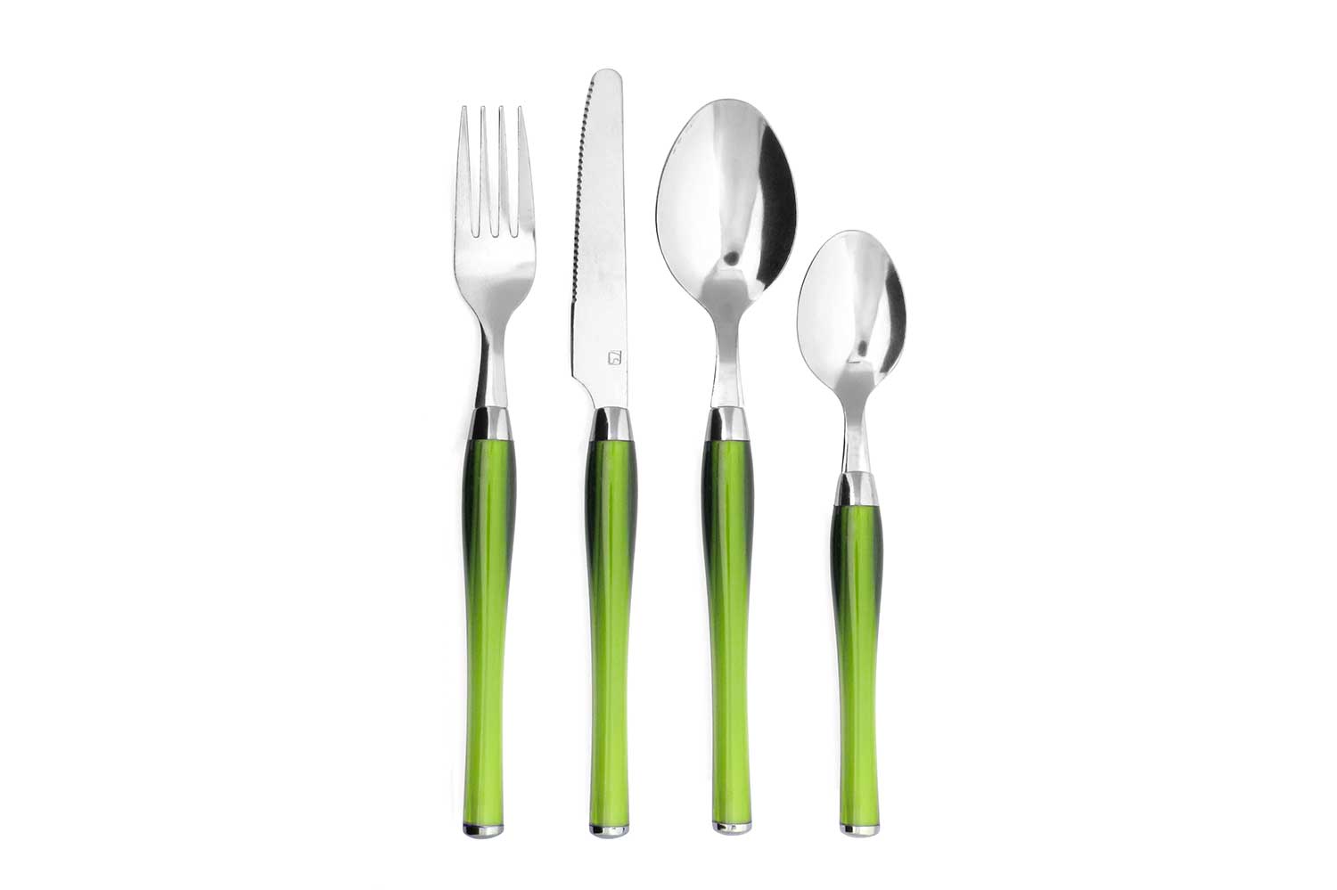 Purity green cutlery set 24-piece stainless steel