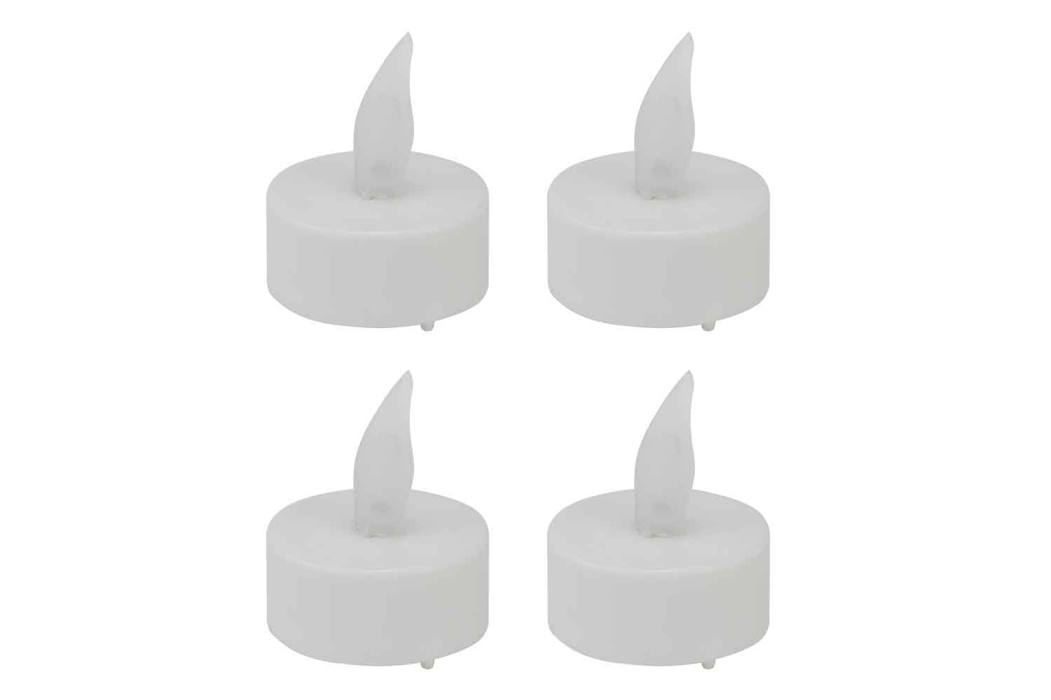 4er-Set LED-Teelichter weiß, inkl. Batterien