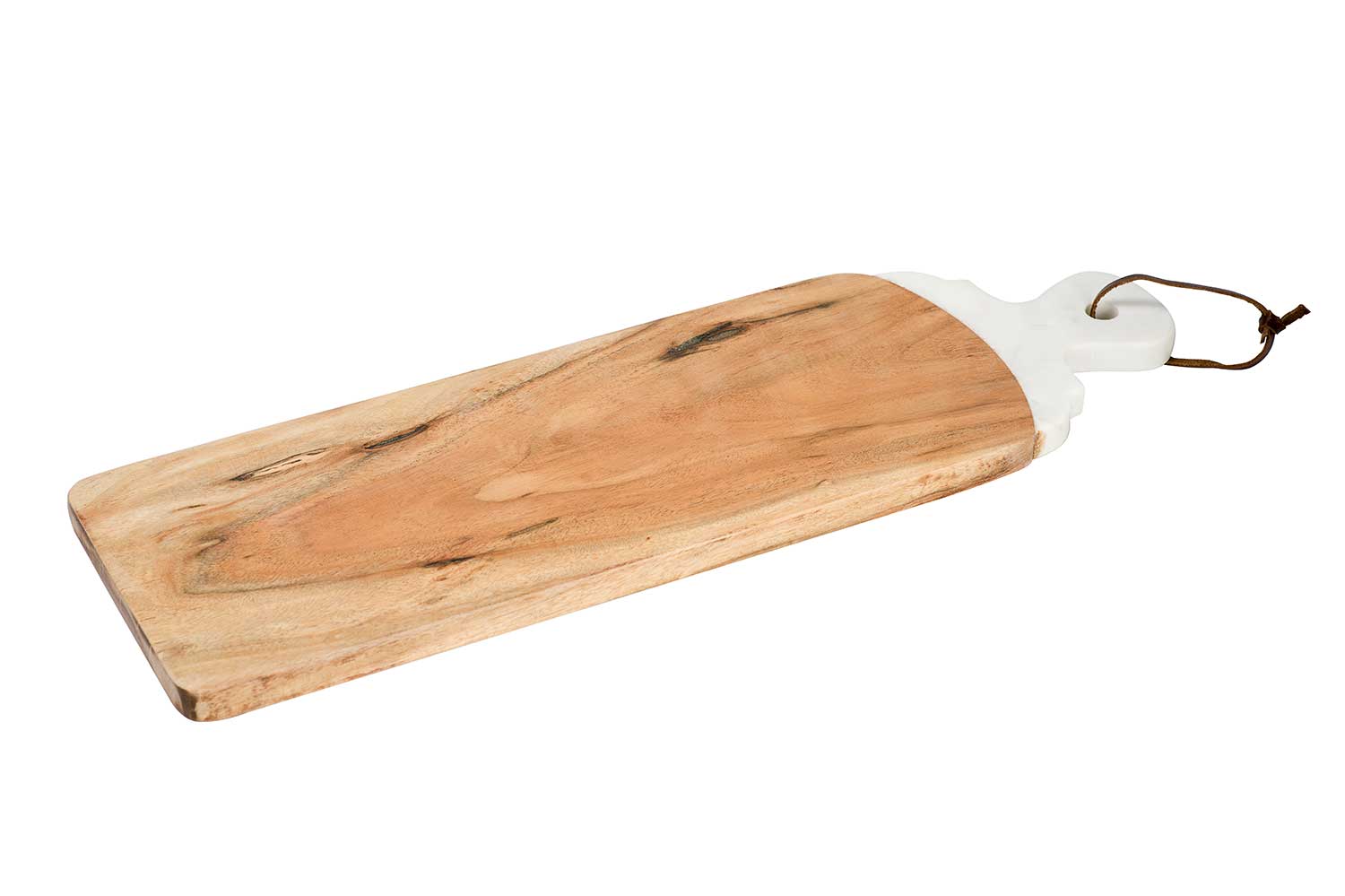 Houten dienblad wit marmer 49 x 16 cm