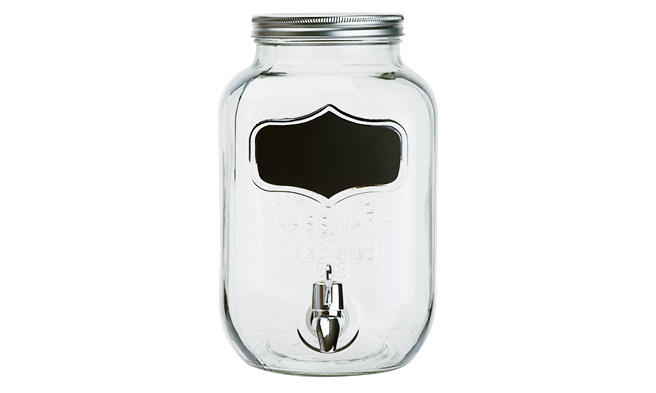 Sapdispenser, 4,5 l, glas, transparant, met krijtvlak