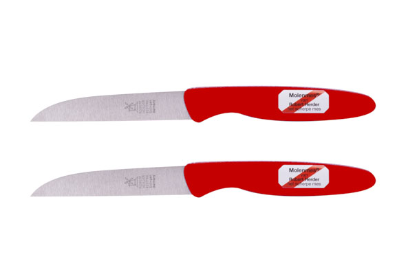 Molenmes - schilmes rood 85 mm set van 2 roestvrij - kunststof handvat