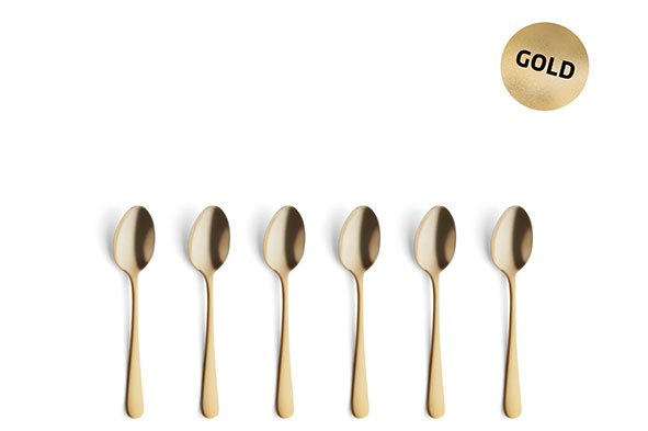 Vintage theelepel goud roestvrij staal set van 6
