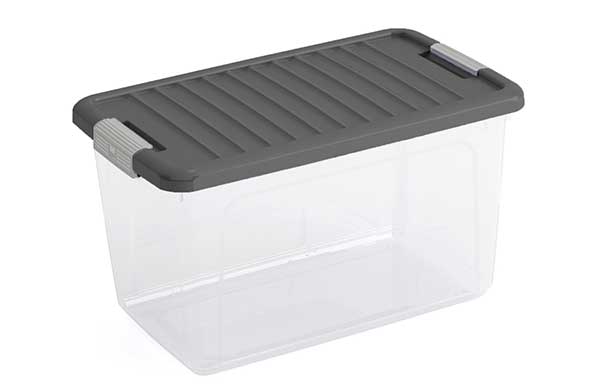 W-Box Aufbewahrungsbox M grau mit Deckel 49 x 30 x H 28,5 cm