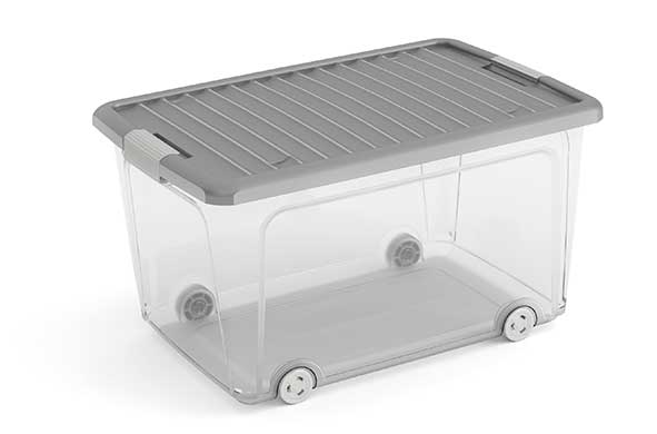W-Box boîte de rangement L gris avec couvercle 56,5 x 39 x H 31,5 cm rectangulaire