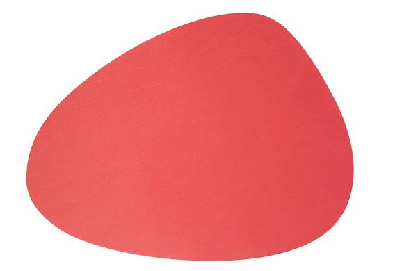 Placemat leder rood ovaal 41x30 cm