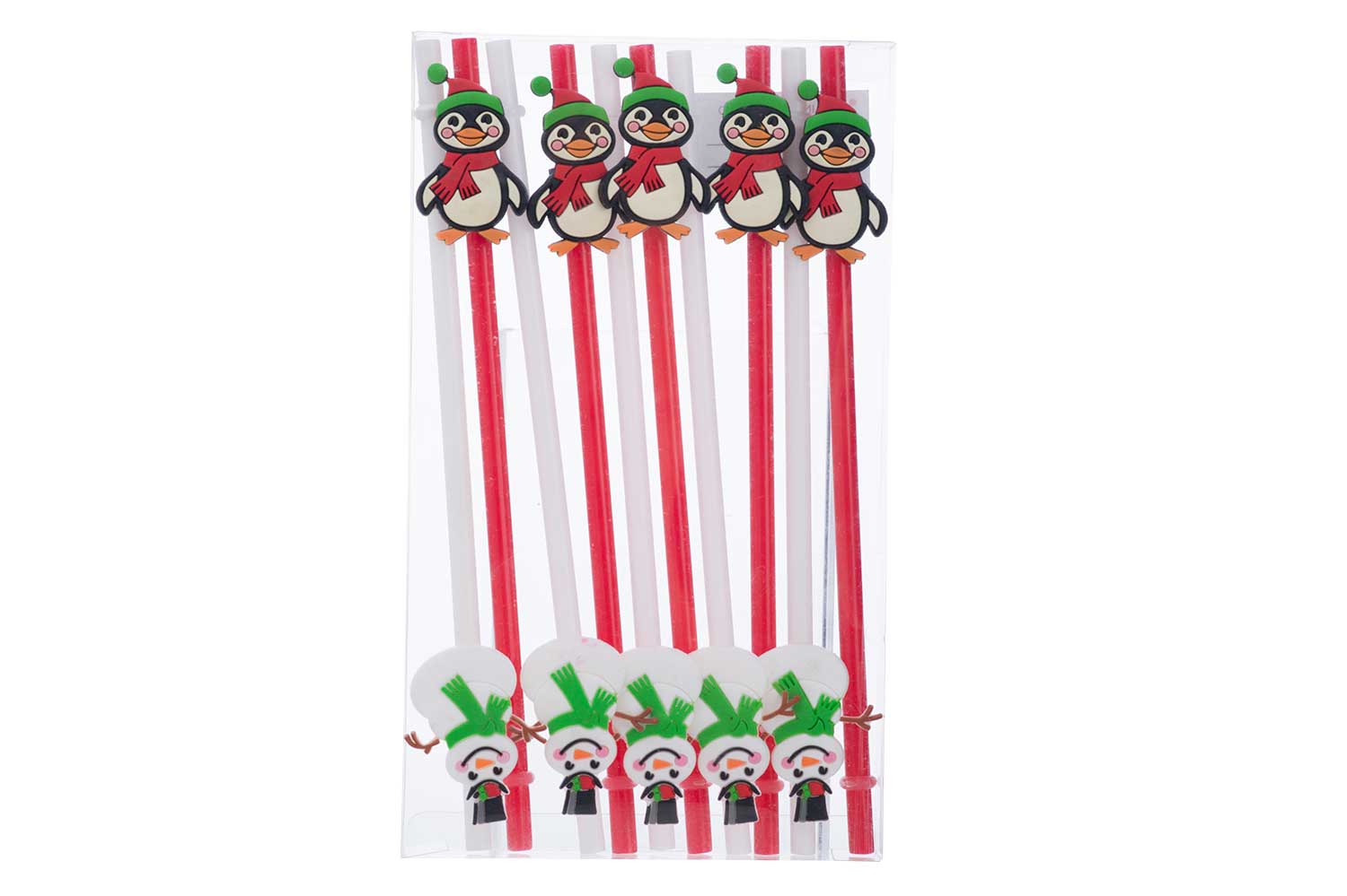 Trinkhalm Schneemann-Pinguin 10er-Set wiederverwendbar