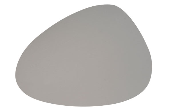 Placemat leer lichtgrijs eivormig 41 x 30 cm
