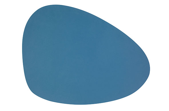 Placemat leder blauw ovaal 41x30 cm