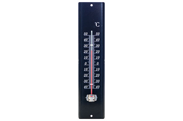 Thermometer metaal zwart 29,5 x 7 cm