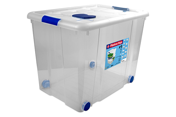 Opbergbox op wielen 86 l transparant met sluitingen 61,5 x 44 x 31 cm