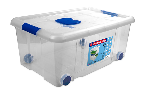 Opbergbox op wielen 36 l transparant nr. 3 met sluitingen 59 x 40,5 x 25,7 cm