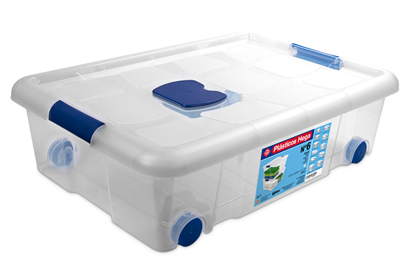 Opbergbox op wielen 31 l transparant met clips 61,5 x 44 x 17,4 cm