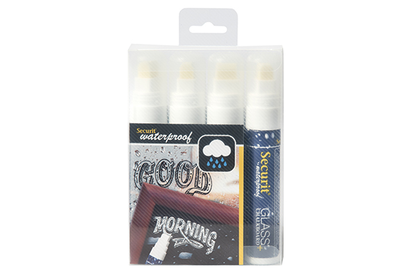 Krijtstift wit waterproof set van 4 7-15 mm
