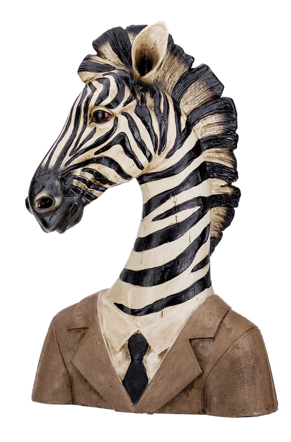Zebra buste bruin 18 x 27 cm, H 39 cm, polyhars