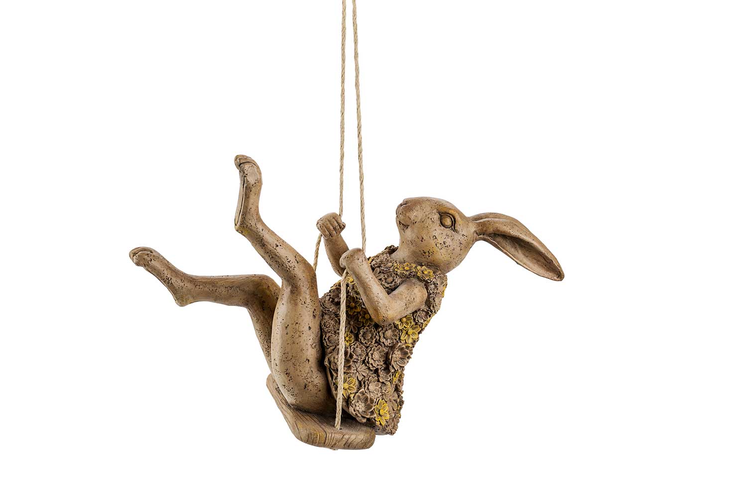 Paashaas on swing greige polyresin 32 x 14 x 21,5 cm