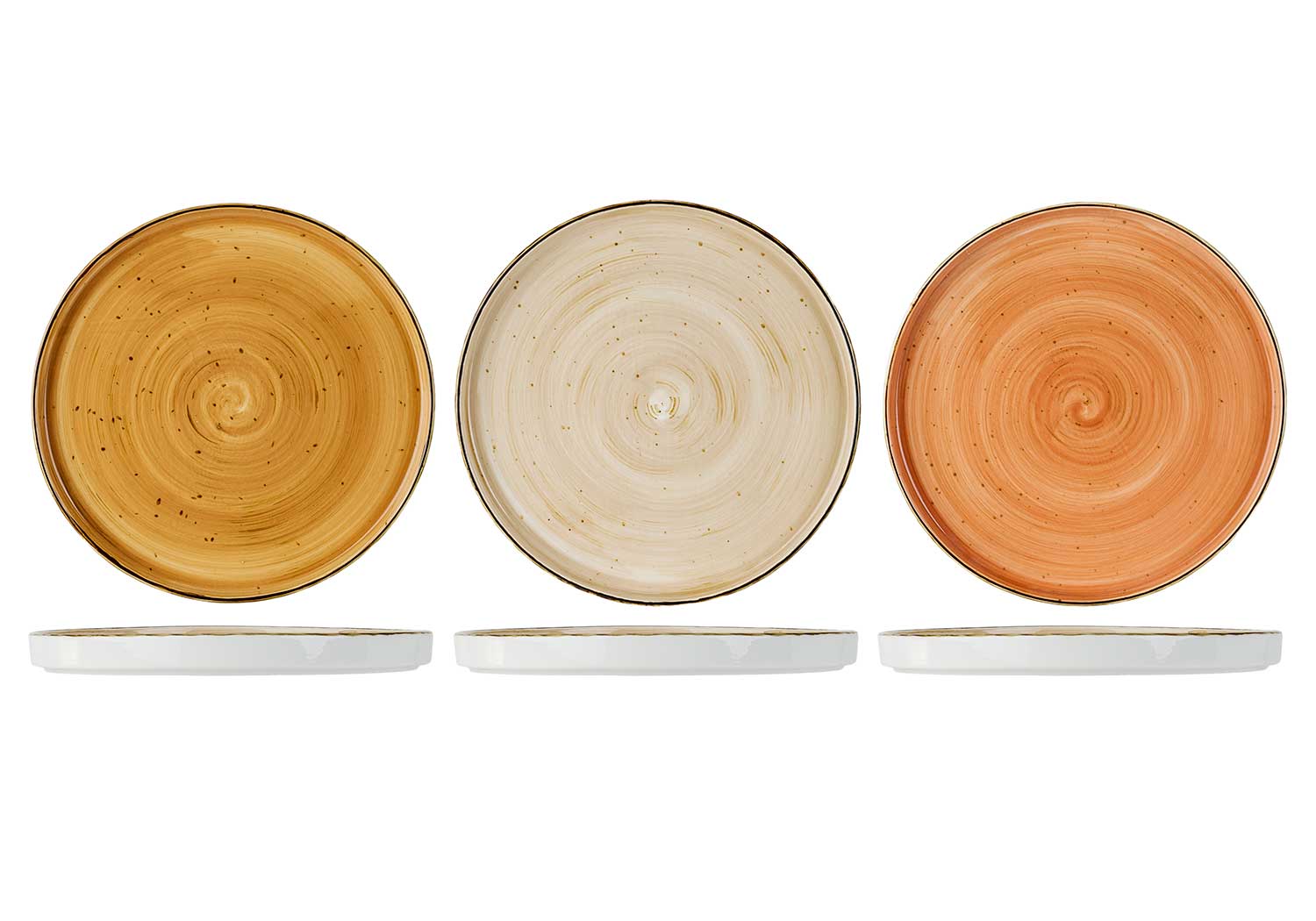 Teller flach Brisbane Ø 25,5 cm 3er-Set orange-braun-beige