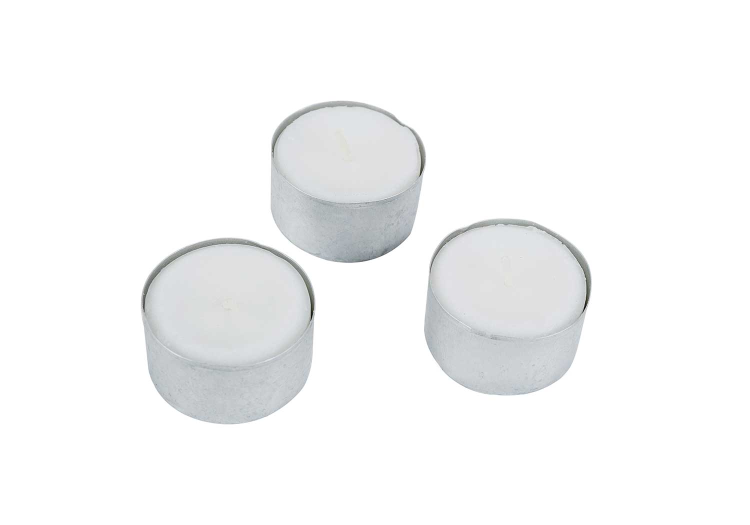 Teelicht, 8 Stunden, 50er-Set, weiß, mit Hülse, Ø 4 cm