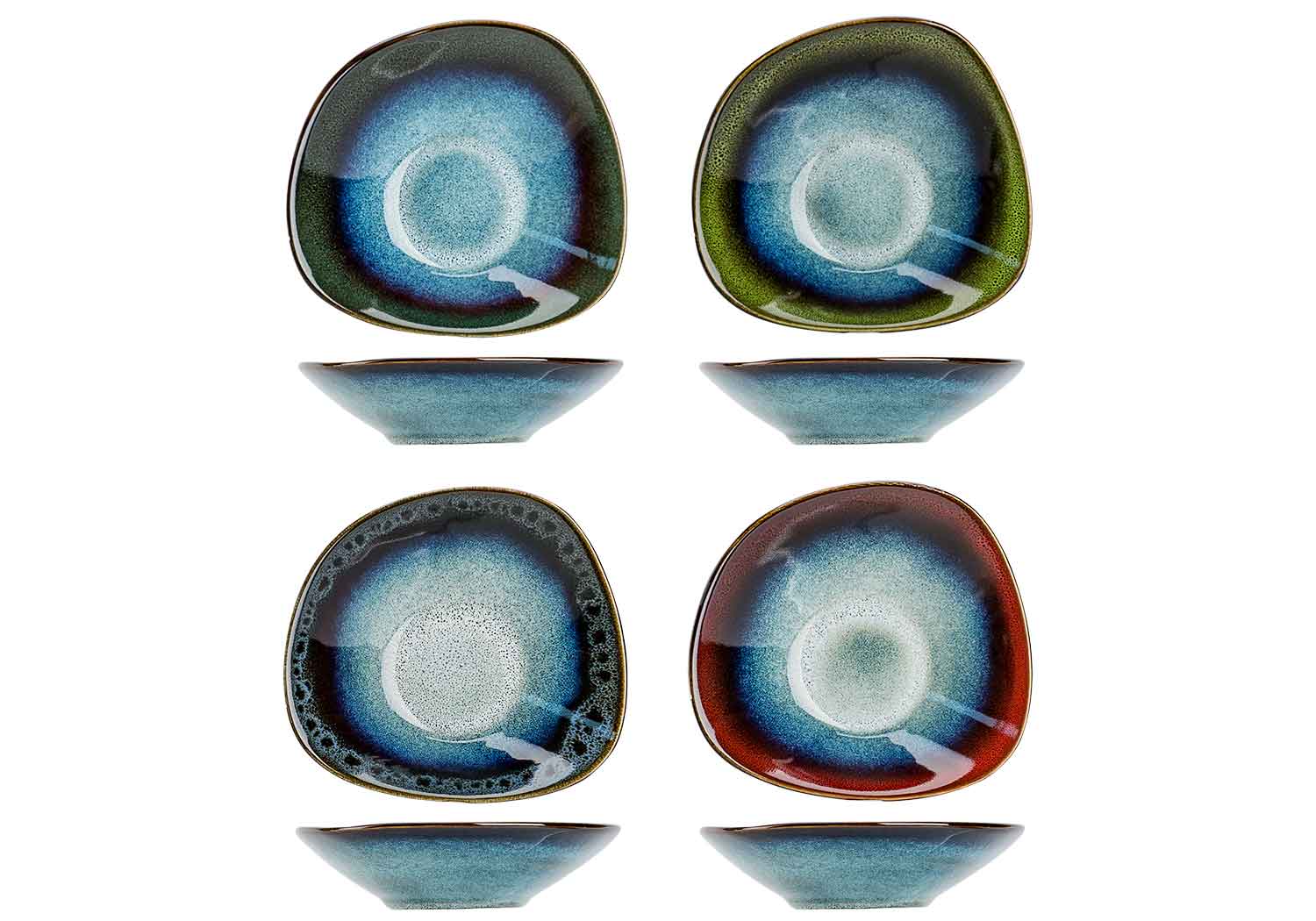 Jamiro Mix schaaltje set van 4 driehoekig gemengd 18 x 16 x H4,5 cm