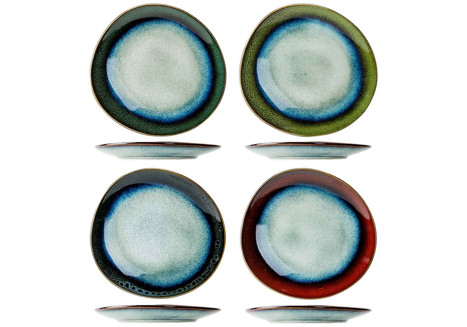Jamiro Mix dessertbord set van 4 eivormig gemengd 20,5 x 19,5 cm