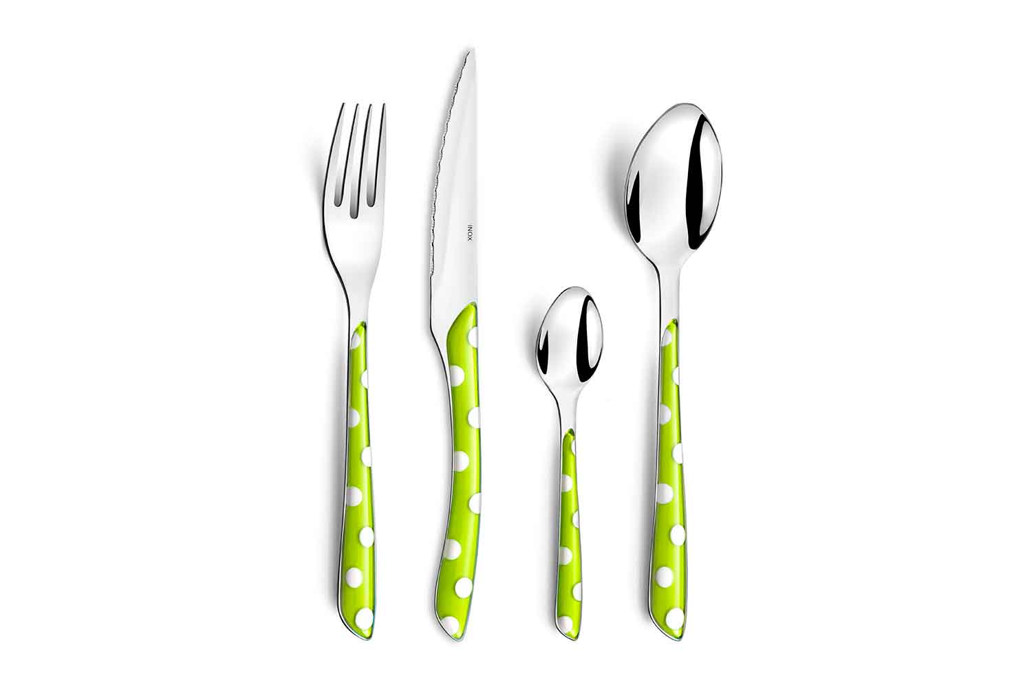 Eclat Dots cutlery set of 24 green 18-0