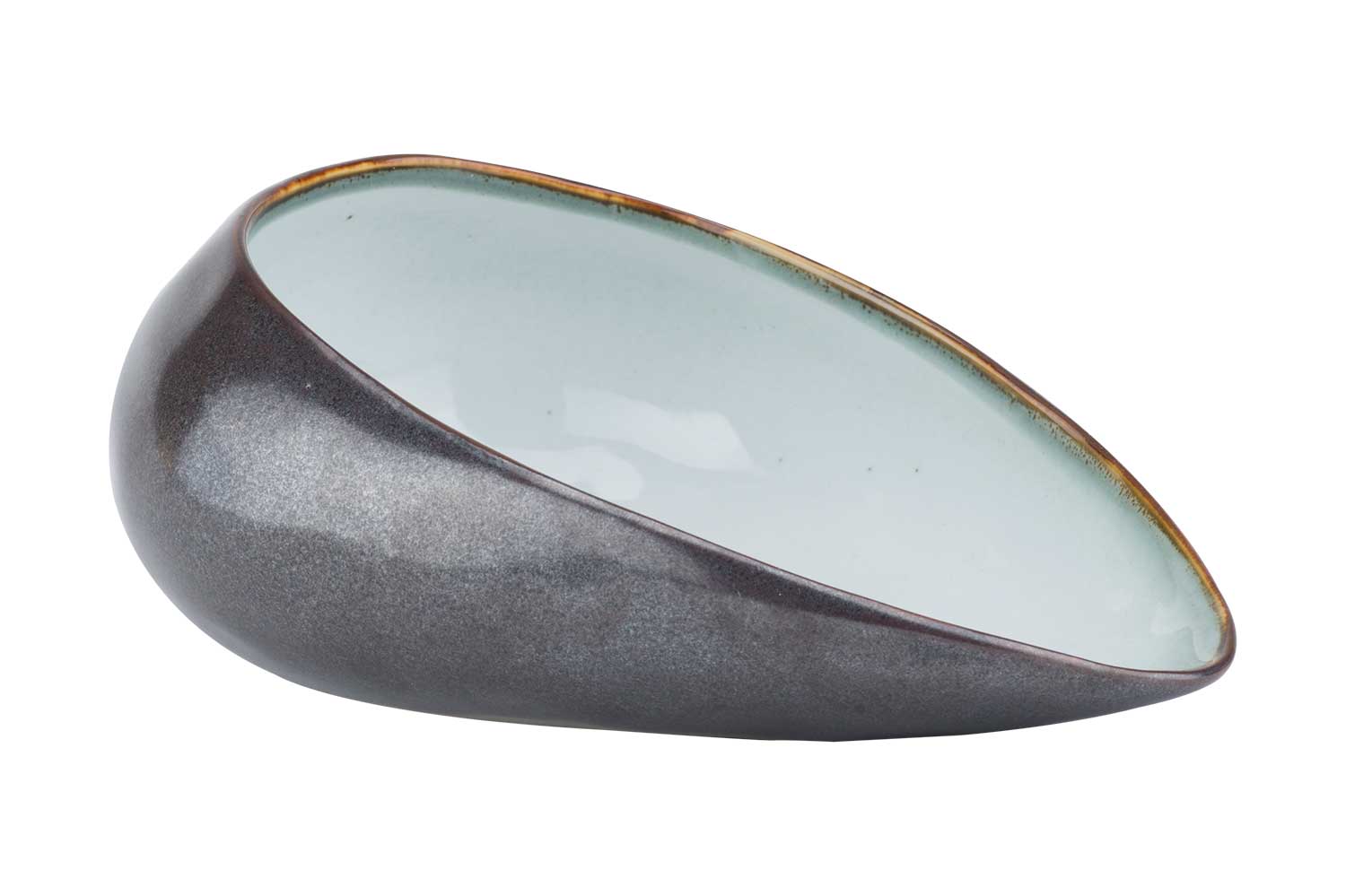 Plato mat schaal, dropvorm, wit-bruin, 21,5 x 15 x 8,5 cm