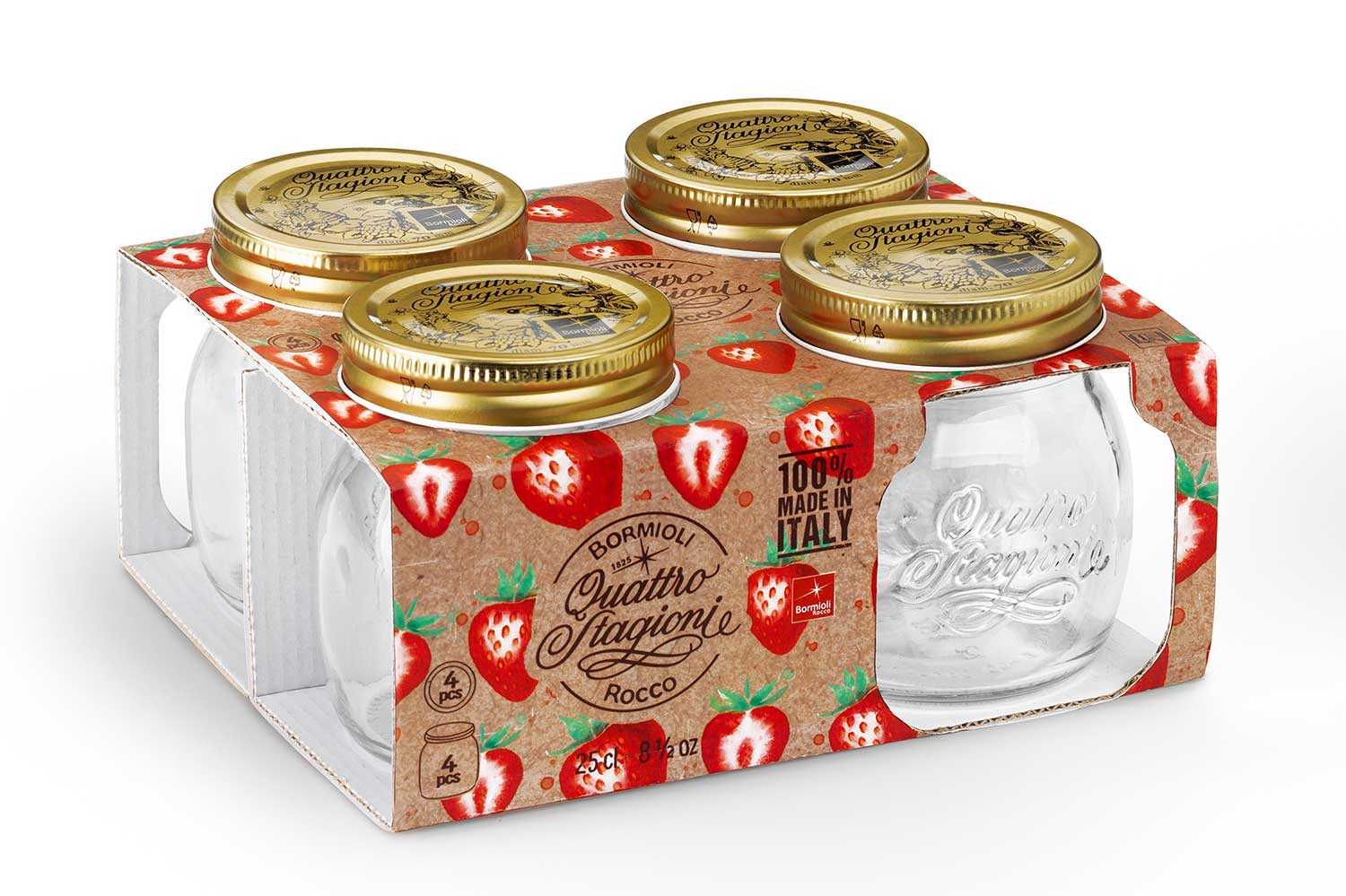 Quattro Stagioni weckfles 25 cl set van 4 glas