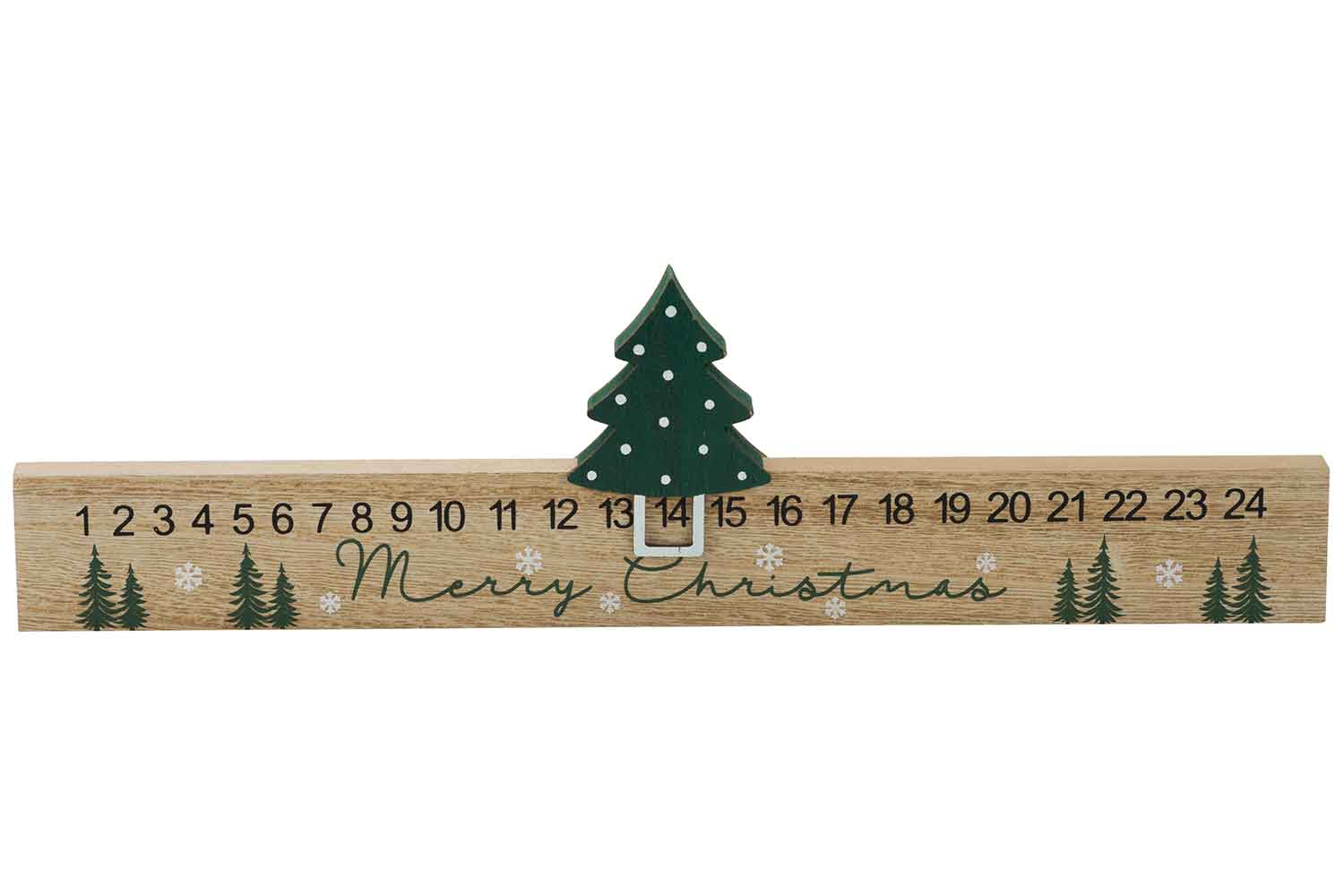 Kalender, 40 x 11 x 2 cm, grün, Holz