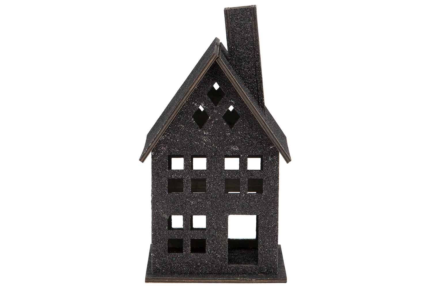 Haus Glitter schwarz Holz 13 x 13 x 25 cm
