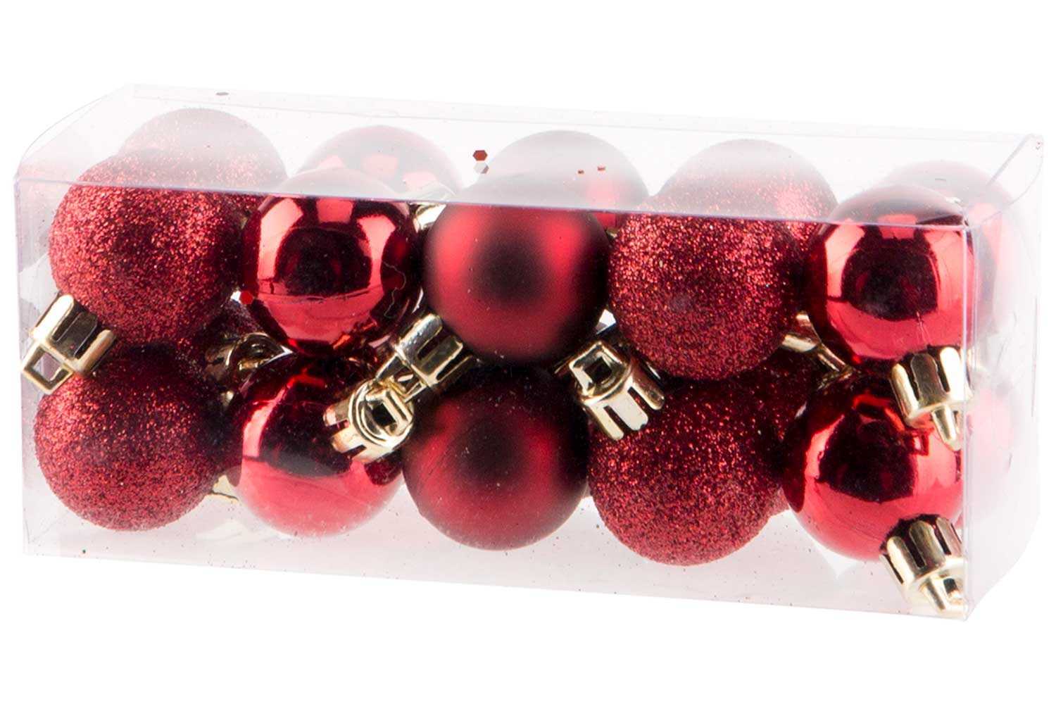 Kerstbal donkerrood 3 cm, kunststof, set van 20