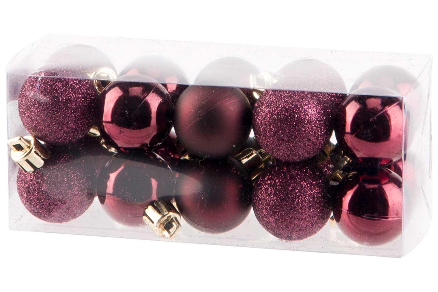 Kerstbal, set van 20, mix bordeaux, Ø 3 cm, kunststof