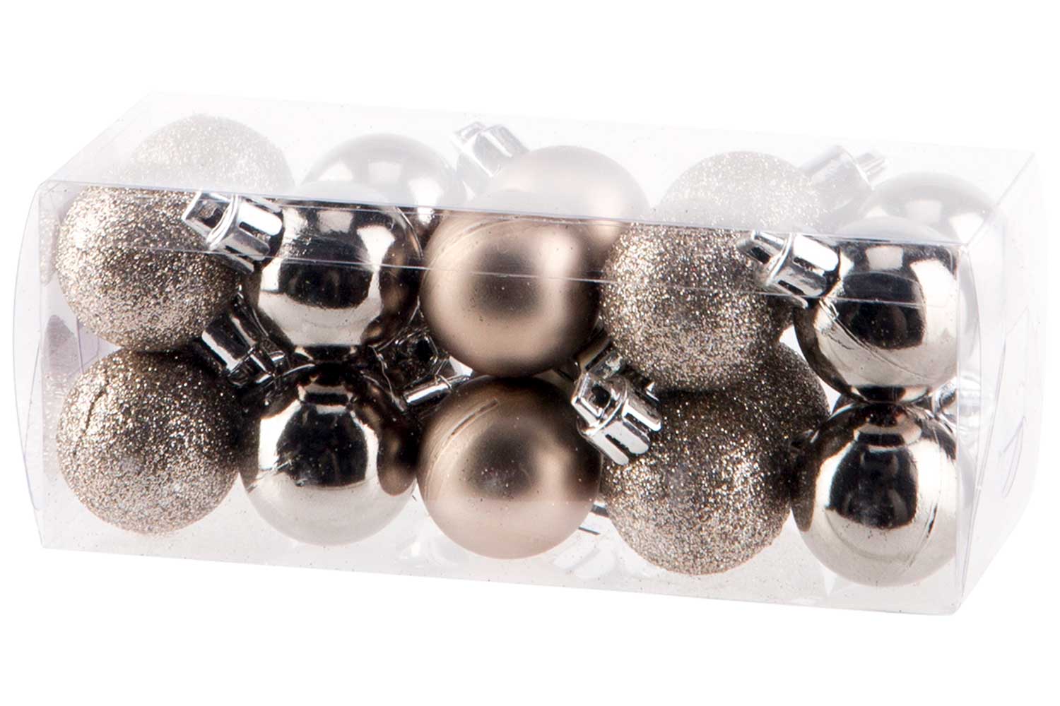 Kerstbal champagne mix set van 20, Ø 3 cm