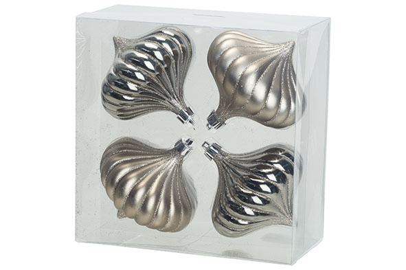 Kreisel silber D10 cm Kunststoff 4er-Set