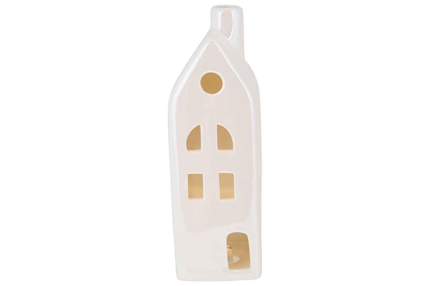 Huis keramiek, iriserend, 6,1 x 6,1 x 16,2 cm