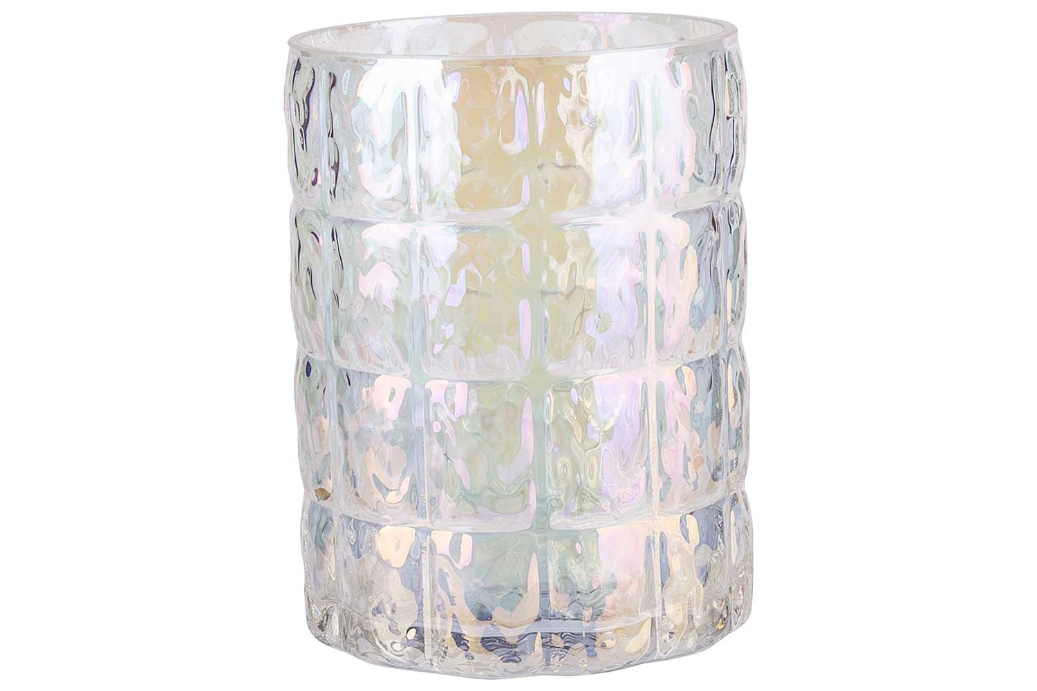 Glasteelichthalter irisierend transparent Ø 10 x 13 cm