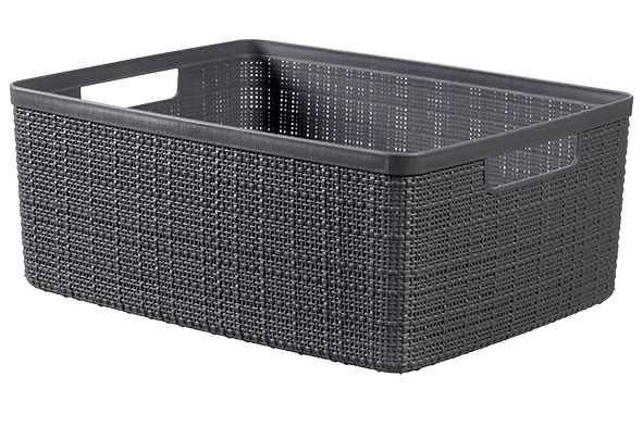 Jute opbergbox donkergrijs medium 12 l, 36,2 x 28,2 x 14,5 cm