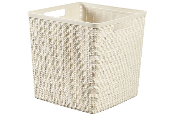 Jute storage box white cube 17 l, 27.9 x 27.9 x 27 cm
