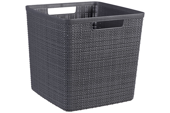 Jute opbergbox vierkant diep donkergrijs 17 l 27,9 x 27,9 x 27 cm