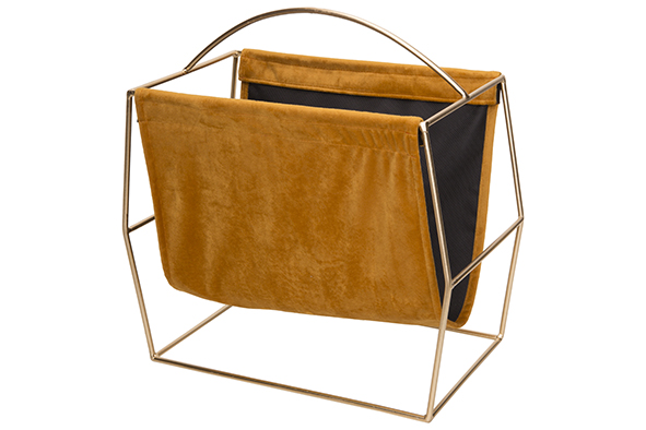 Magazinerek Velvet oker metaal 37 x 20 x 37 cm