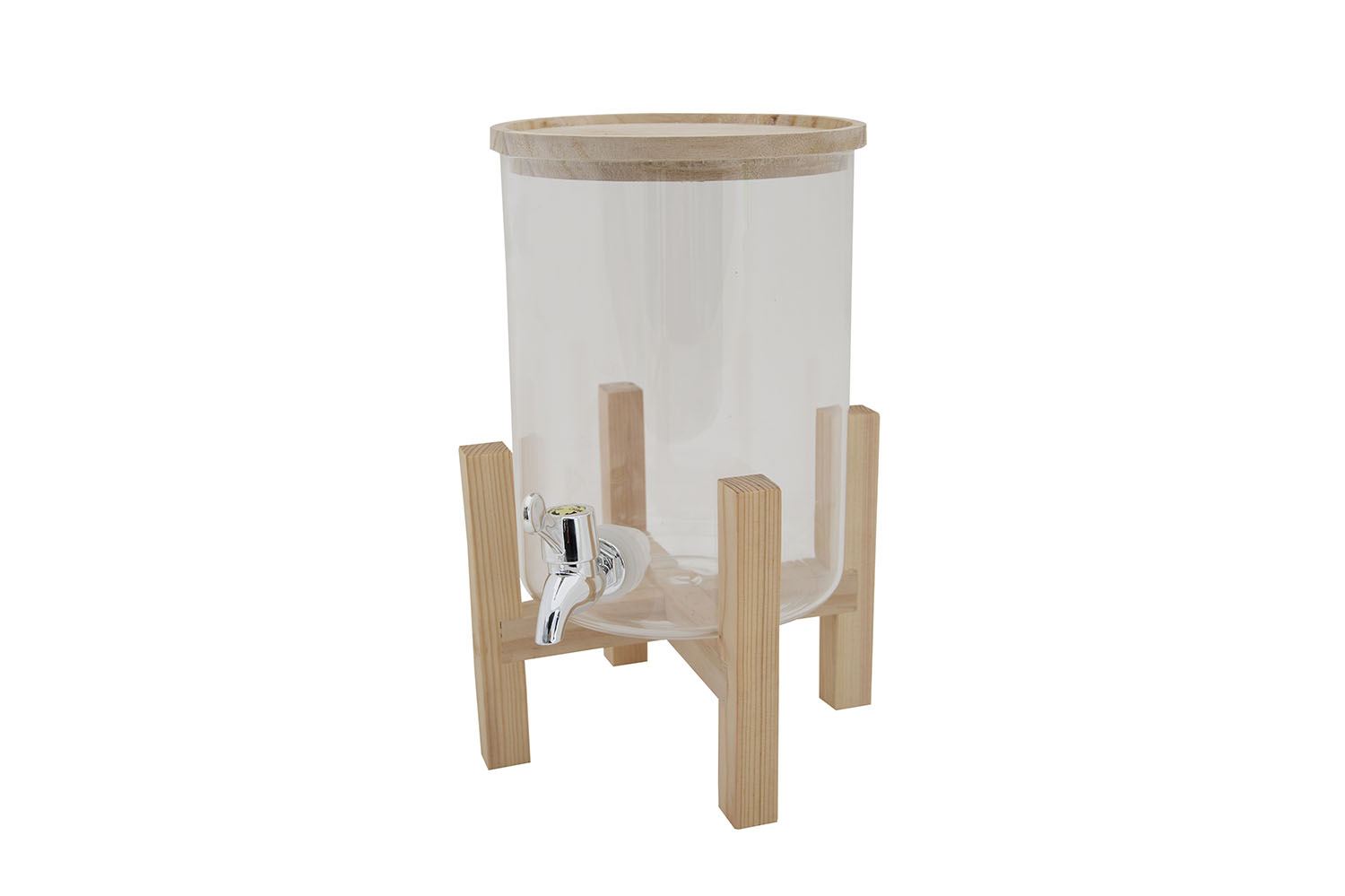 Sapdispenser glas met houten deksel 3 l Ø 15 x 32 cm