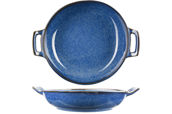 Narwal Blue schaal met 2 grepen Ø 17,8-22,5 x 4,1-4,6 cm porselein
