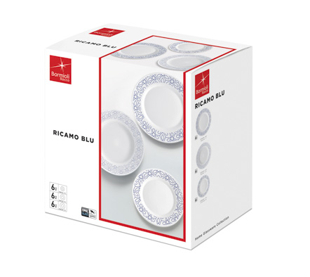 Toledo Ricamo Blue set van 18, blauw-wit
