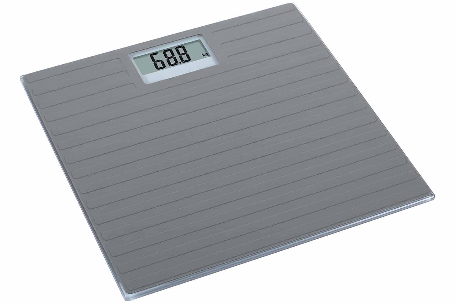 Personenweegschaal donkergrijs 30,2 x 30,2 x H 1,2 cm, glas, max. 150 kg