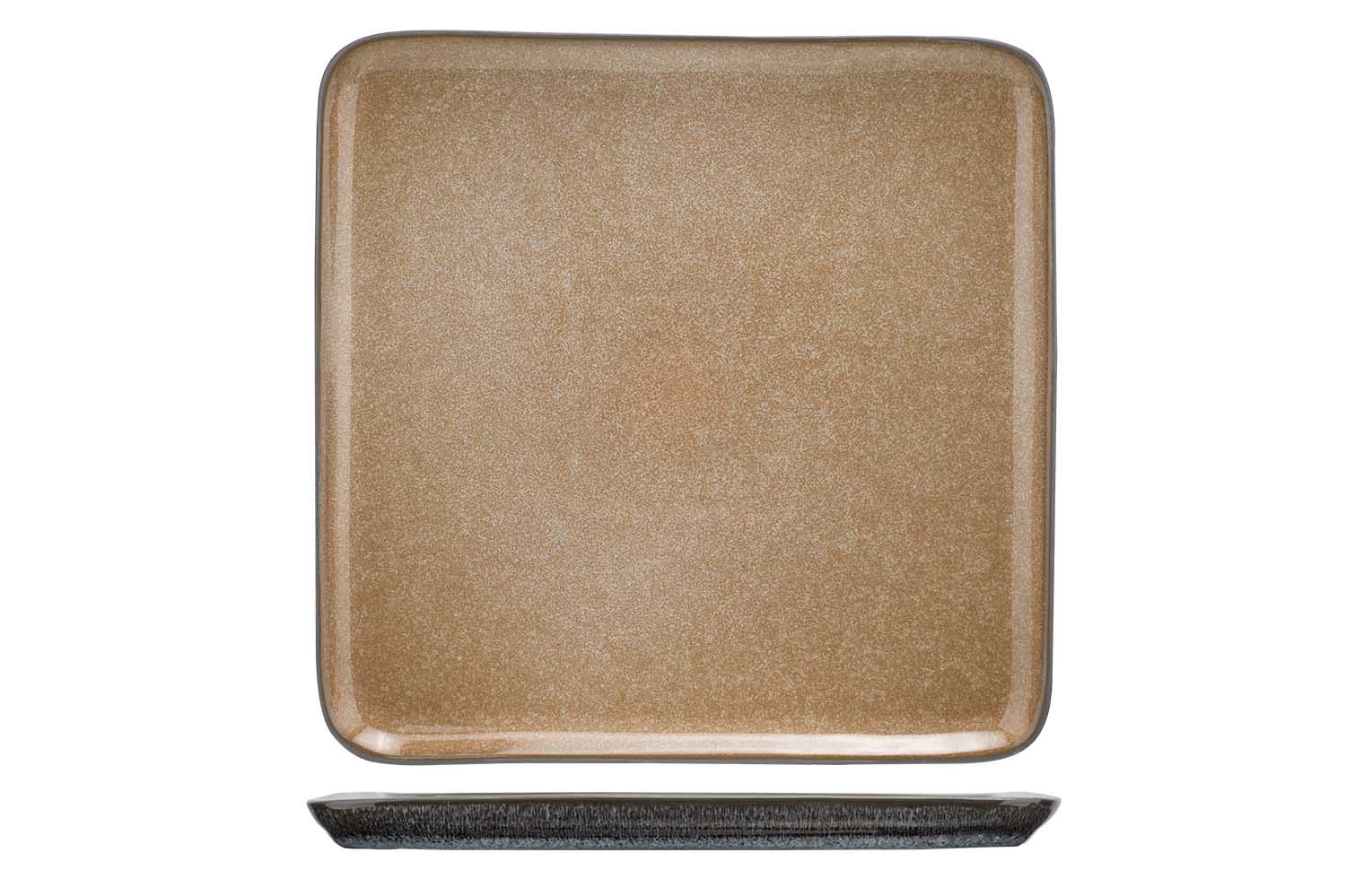 Lerida Desert plate porcelain brown square 25.5 x 25.5 cm