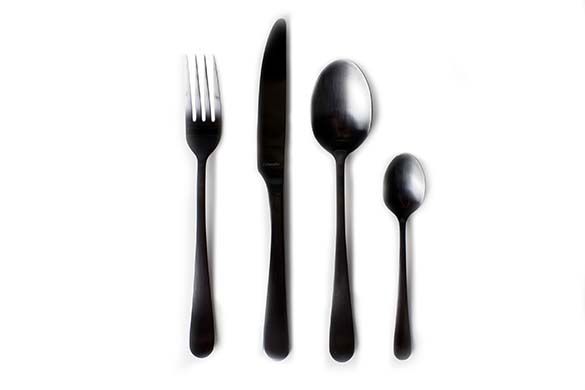 Vintage 24-teiliges Besteckset schwarz