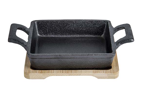 Gusseisen Auflaufform mit Bambus-Basis 19 x 13,8 x 4,5 cm