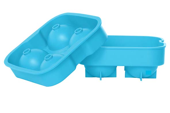 Ijsblokhouder ballen blauw silicone Ø 4,5 cm set van 4