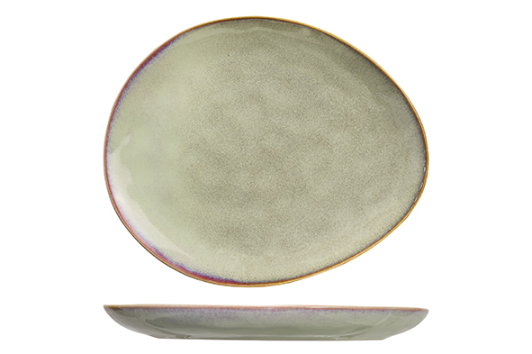 Trentino broodbordje ovaal steengoed groen 15 x 11,5 cm