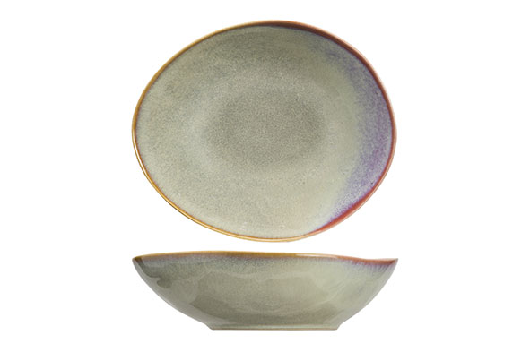 Trentino diep bord ovaal steengoed groen 19,5 x 16,5 cm