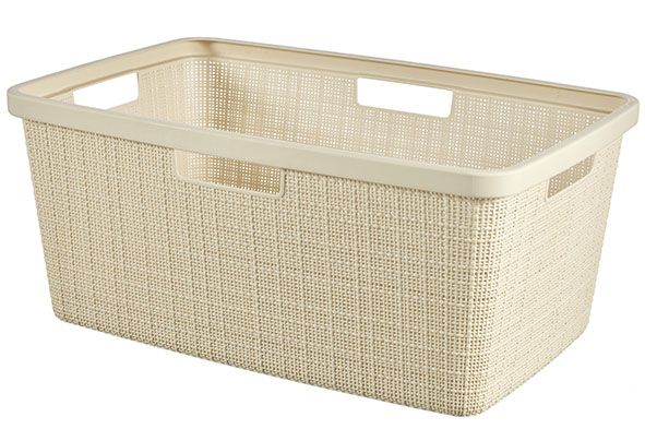 Jute Wäschekorb weiß 46 l, 59,4 x 39,4 x 25 cm
